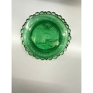 Pairpoint Plate Light Green Pressed Christmas Hearth New‎ Bedford Glass Museum
